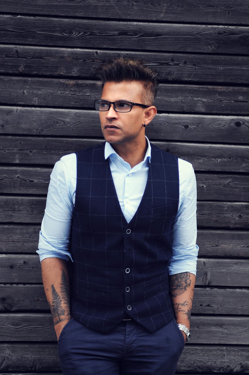 men, model, portrait, tattooed man, suit, vest, fashion, style, stylish man, mens fashion, glasses, eyeglasses, male model, modeling, pose, posing, male portrait, men, vest, vest, vest, vest, vest, mens fashion